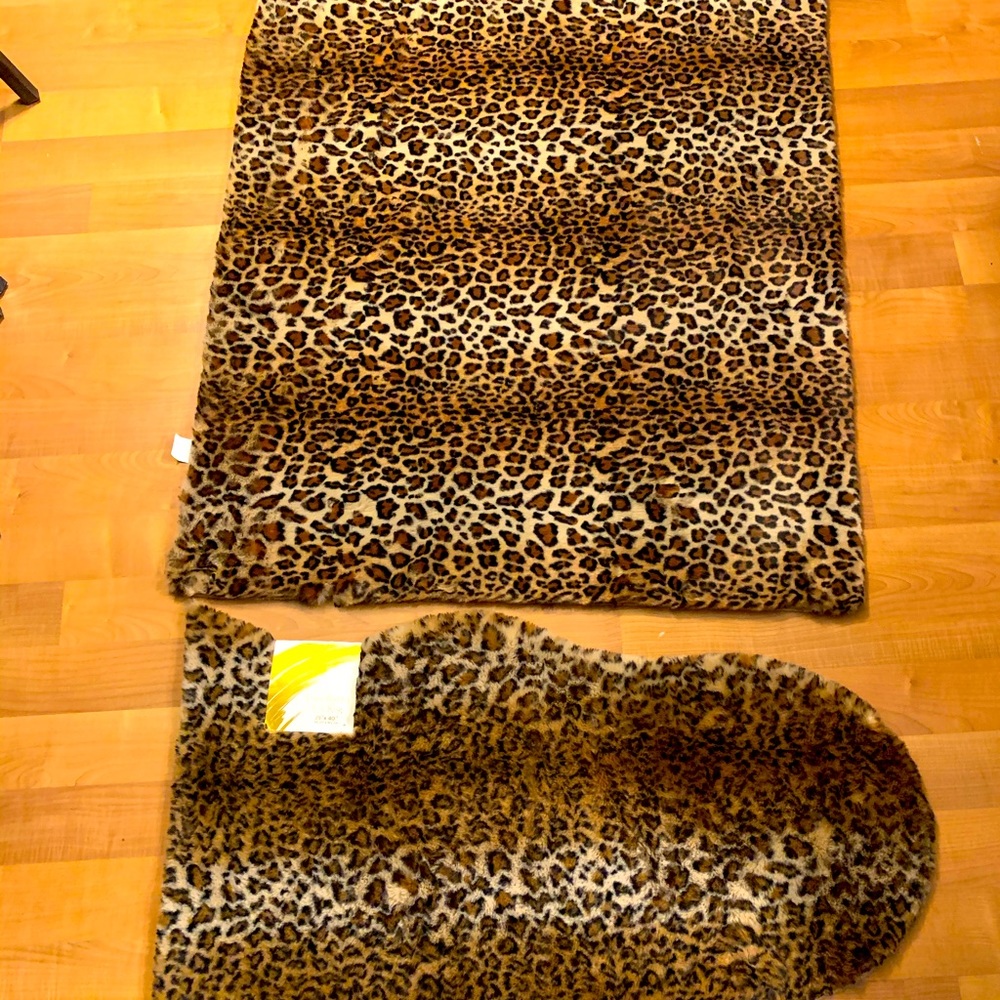 Leopard Faux rabbit fur set of two